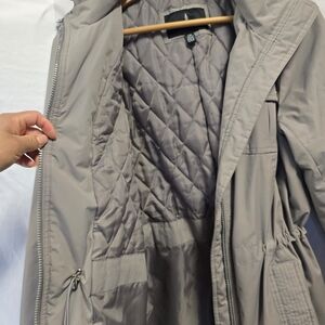 London Fog Taupe Quilted-Lined Hooded Puffer Jacket